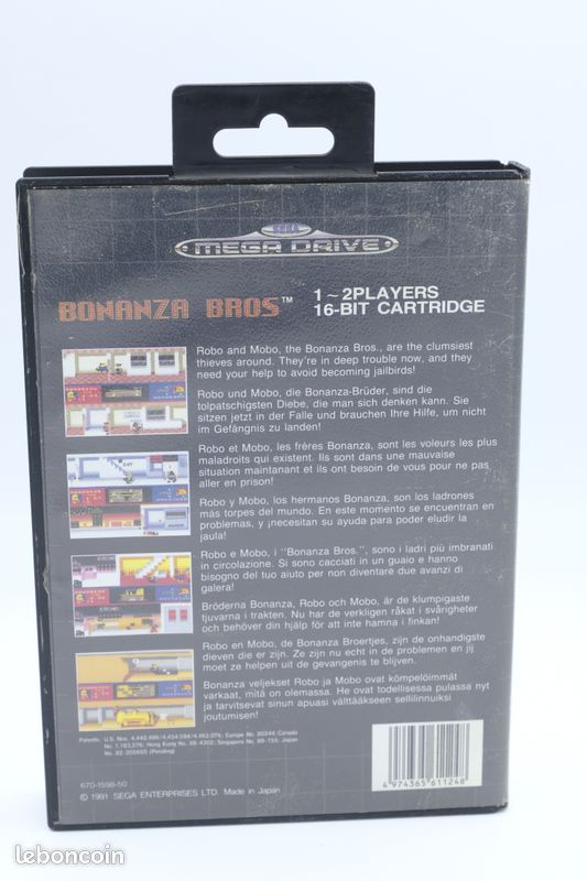 Bonanza Bros Sur Mega Drive - Version Japonaise 1991 - Boîte Complète, Très Bon état