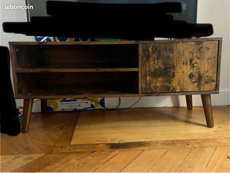 Élégant Meuble TV couleur bois en excellent état (image 1)