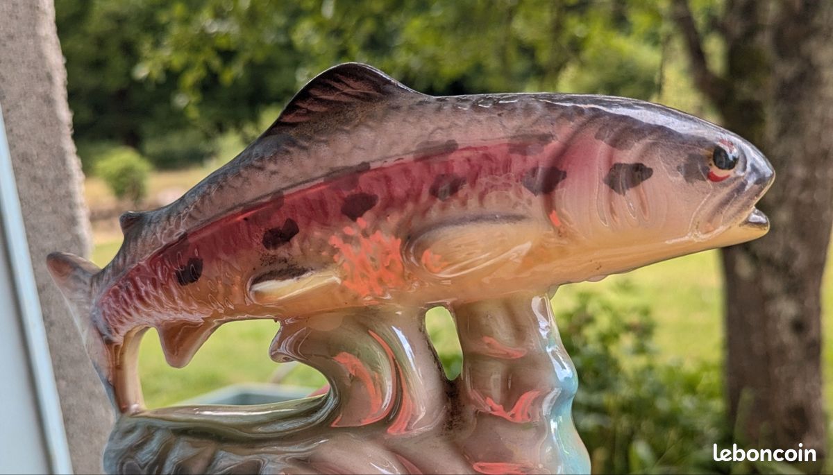 Jolie Poisson En Ceramique Poterie Pient A La Main Vintage