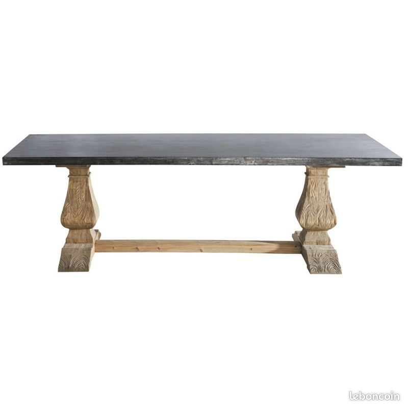Table à manger en métal et pin recyclé 10 personnes L240 (image 1)
