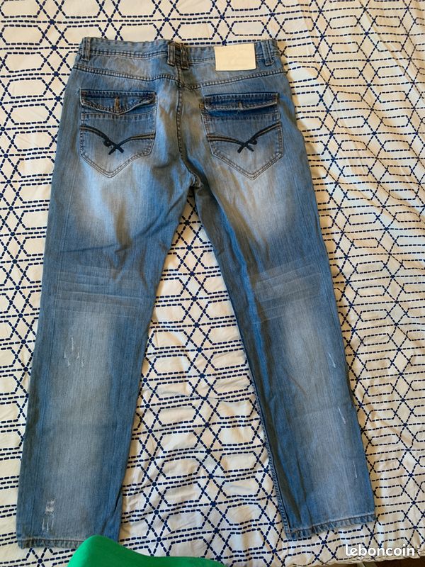 Justing jeans bleu Los Angeles W38 pré-déchiré avec empiècement de tissu (image 20)