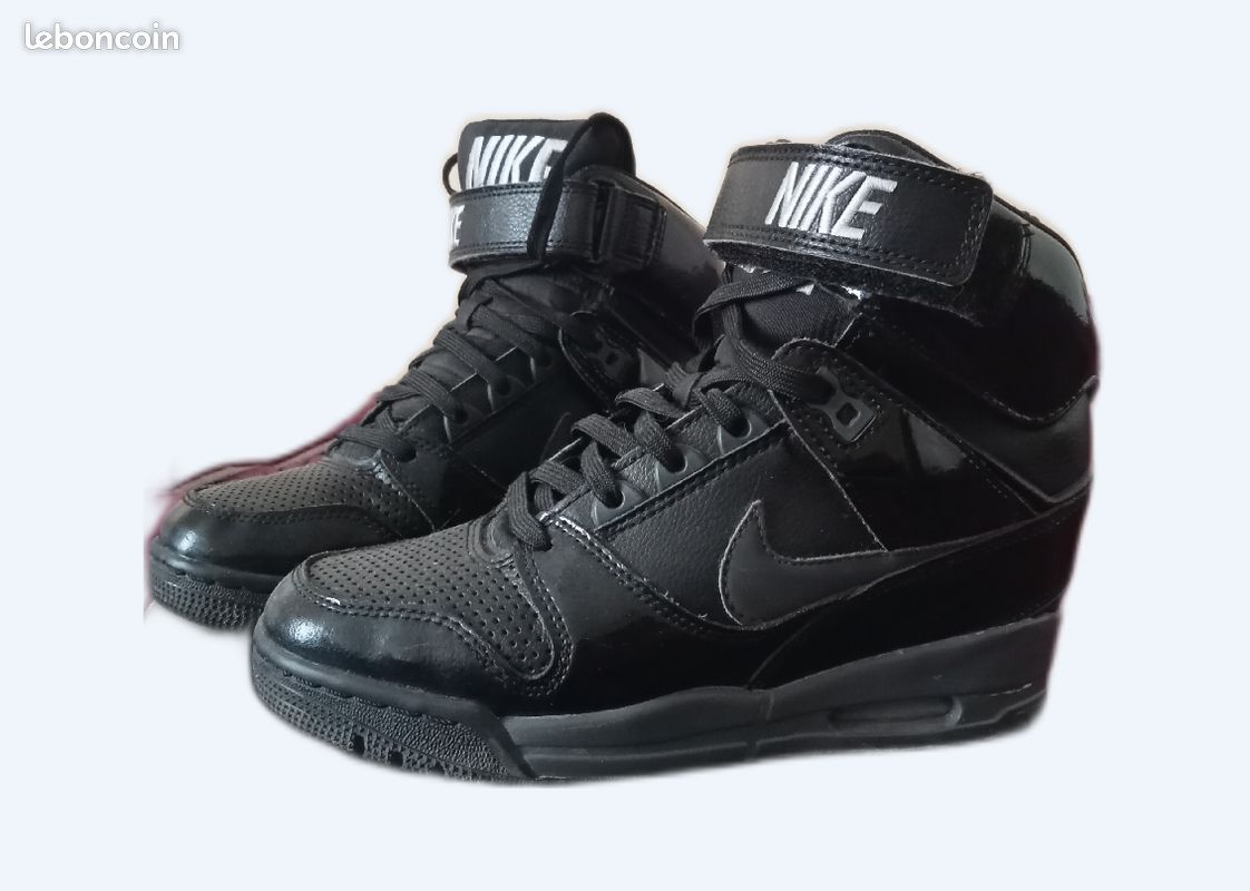 HOT Basket Noir Cuir Basket Noire Montante Femme Basket