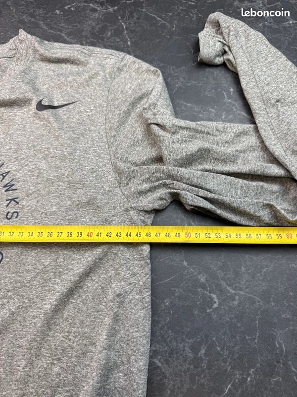 T-shirt à manches longues Nike Sport matière dri-fit imprimé sportif Running gris Homme Taille M (image 9)