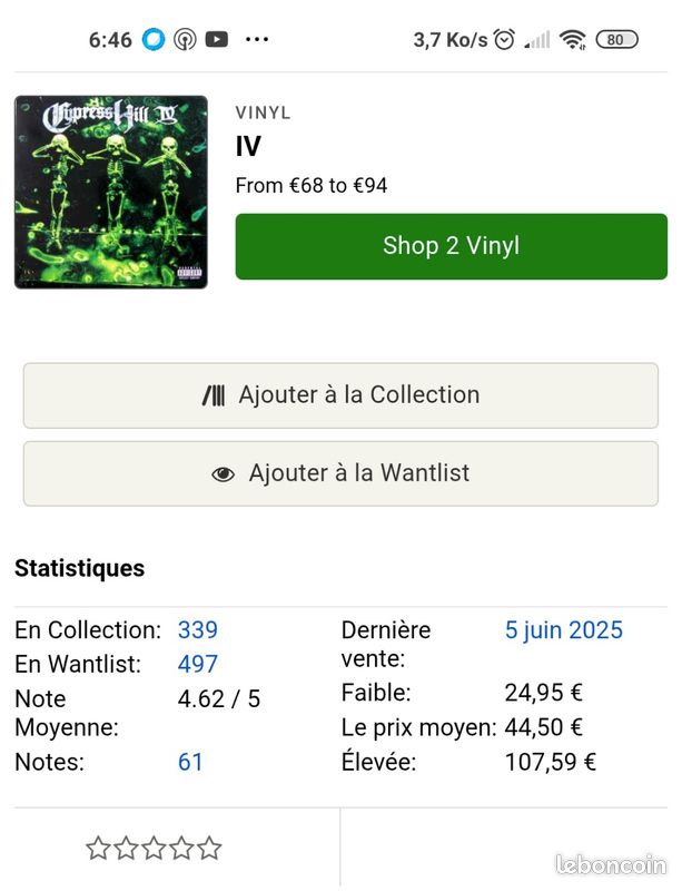 Album 2 vinyle vert Cypress Hill lV 2012 (image 9)