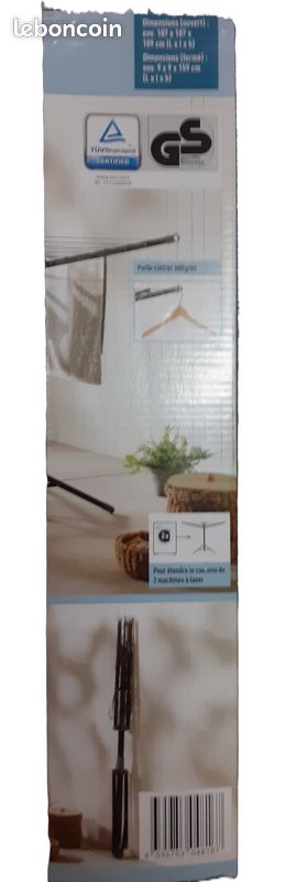 Etendoir sechoir parapluie autoportant dim ouvert 107x107 haut 103 cm - 20 mt étendage (image 2)