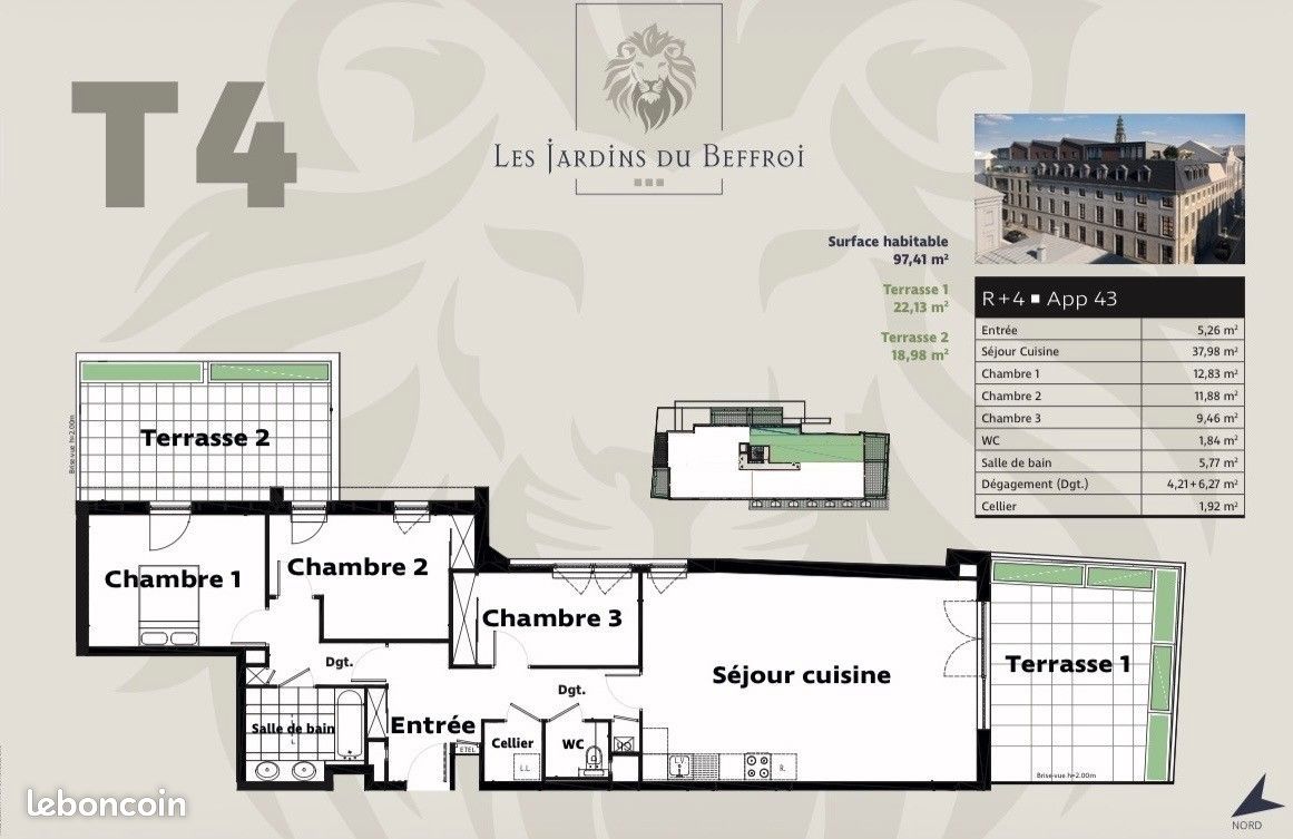 Appartement 3 pièces 97 m² · à Arras · 97 m² · 599 000 €