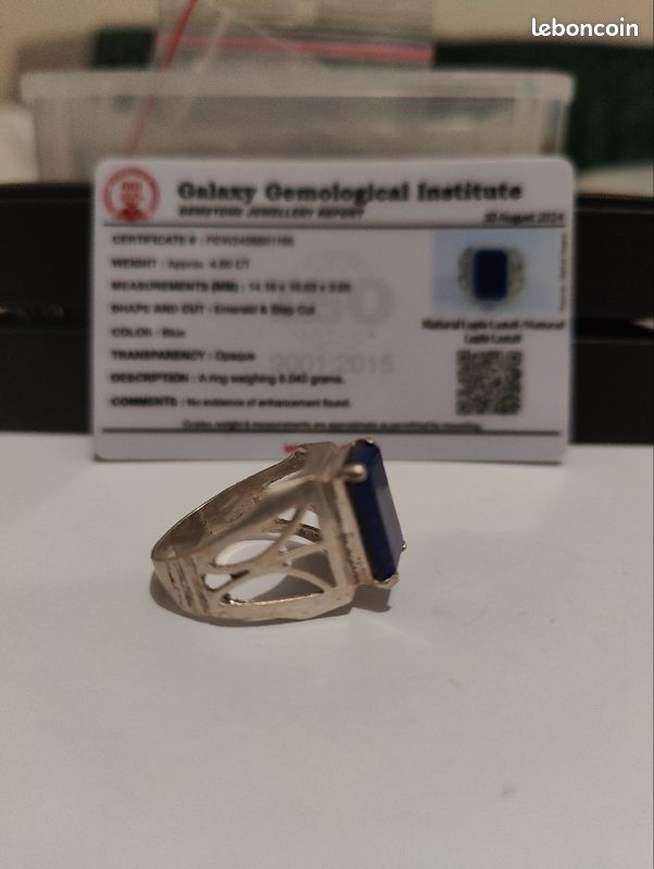 4 ct bague argent LAPIS LAZULLI+ certificat d'authenticité (image 4)