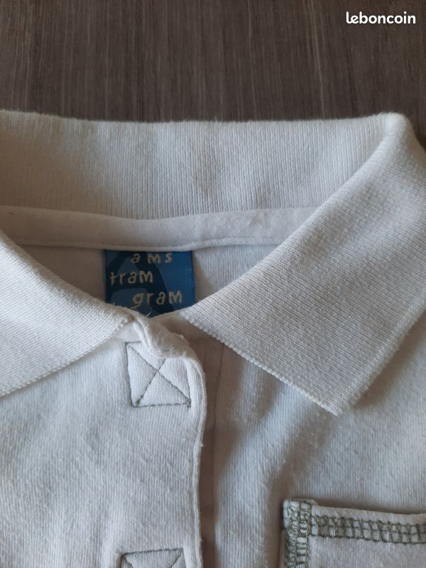 Polo blanc manches courtes 2 ans Am Stram Gram (image 3)