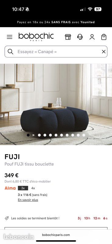 Pouf Bobochic Bleu (image 2)