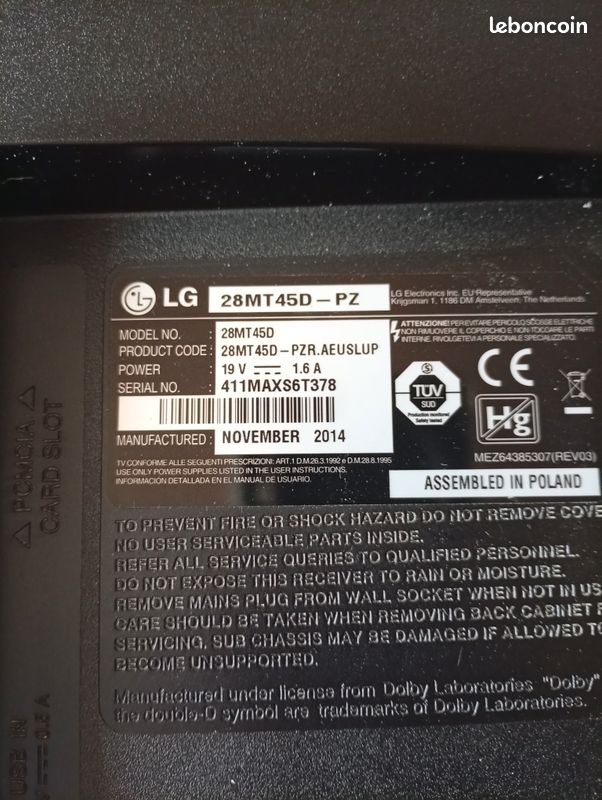 TV LG 28 pouces (image 3)
