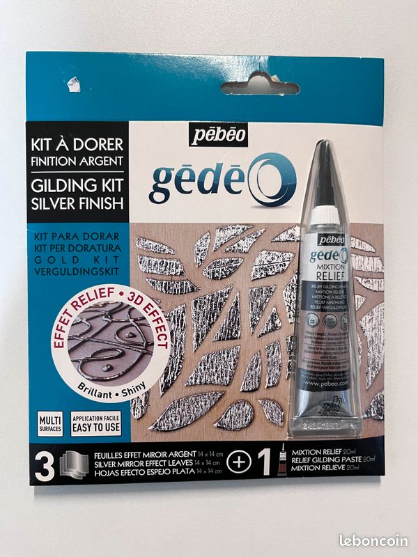 Kit à dorer feuilles effet miroir, mixtion relief GEDEO PEBEO (image 1)