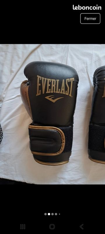 Gants de combat Everlast PowerLock Pro 10 oz dentelle blanc/or - paire (P0000063