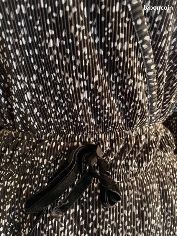 Blouse Femme Candie's à Pois Noirs – Manches Longues, Taille L, Col V, Style Hi-lo