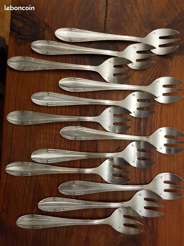 12 fourchettes à gâteau plaquées argent (image 1)
