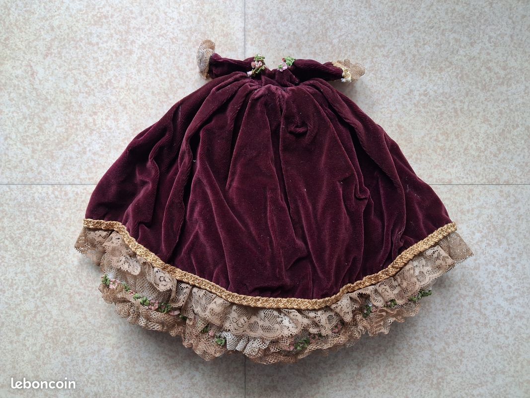Cape Velours Pour Poupée Ancienne - Jumeau, Steiner, Bru - Robe De Représentation