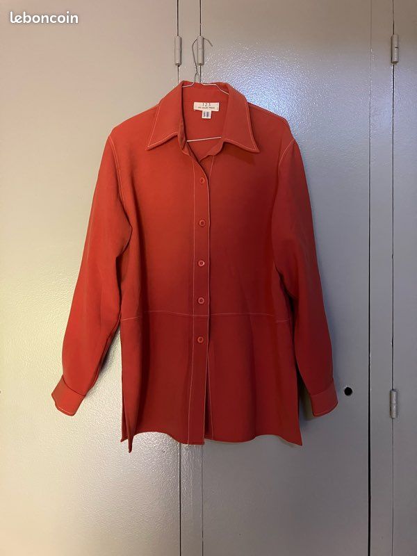Tunique Femme Bleue Taille 40 - En Coton, Sans Manches, Encolure Bardeau - Occasion Très Bon état - Vêtement Décontracté