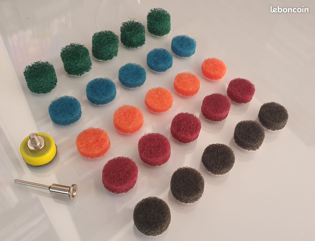 Kit de récurage 25 éponges abrasives rotatives pour mini perceuse type Dremel (image 2)