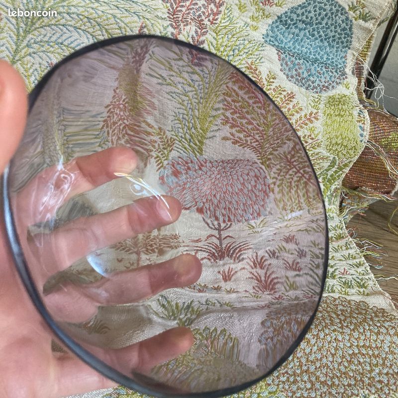 Coupelle rince doigt en cristal teinté mauve ancien, Lalique sûrement mais non signé (image 5)