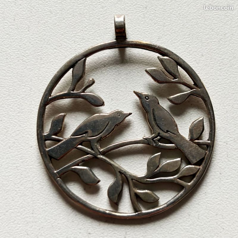 Ancienne Broche-pendentif Oiseau En Argent 950 Avec émaux - Bijou Vintage Superbe