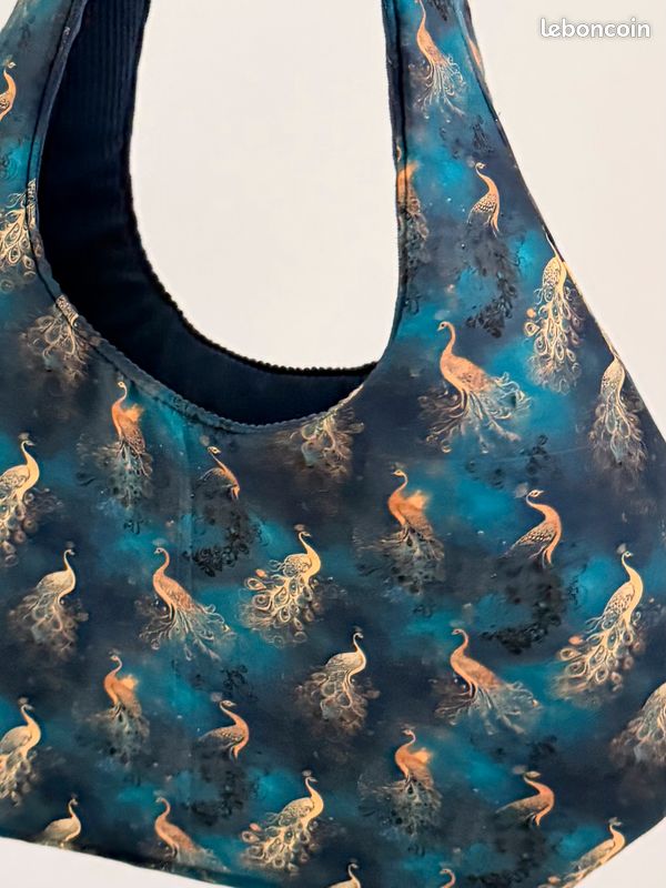 Sac HOBO réversible velours côtelé Bleu (image 4)