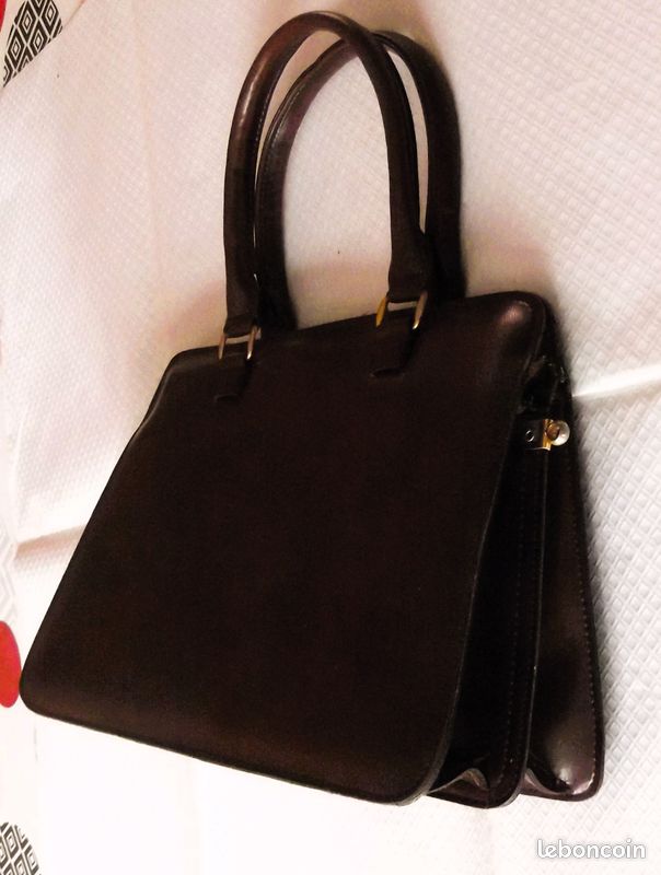 Sac à main vintage en similicuir marron (image 6)