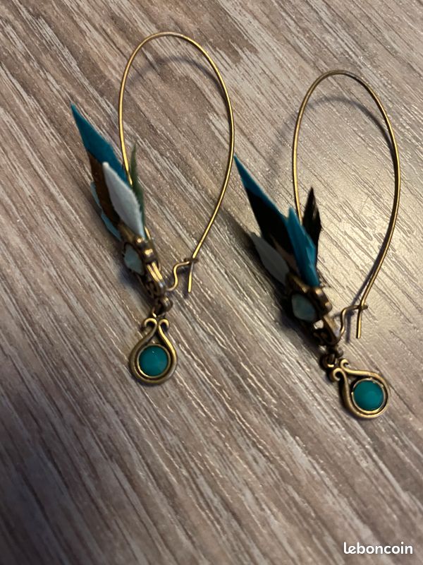 Boucles d'oreilles bronze et vertes (image 1)