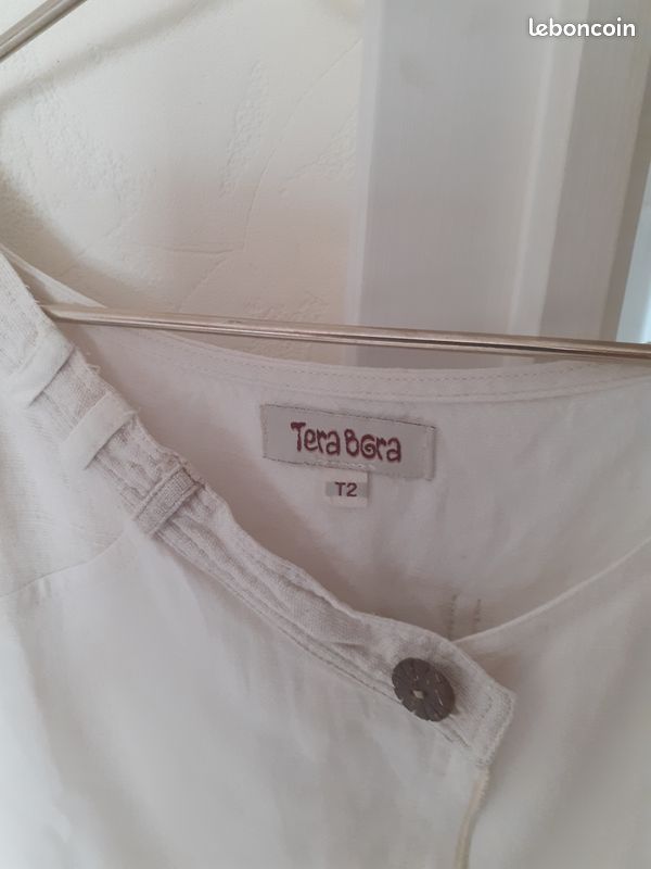 Veste En Lin Blanc Tera Bora - Taille 44/46 (Grande Taille) - Neuf Avec étiquettes
