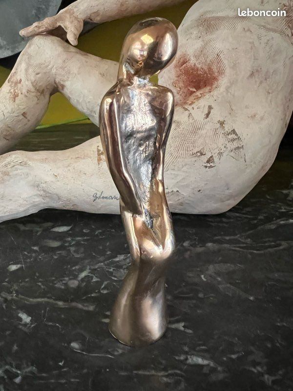 Sculpture Bronze Moderniste Vintage - Nu Féminin Abstrait (image 9)
