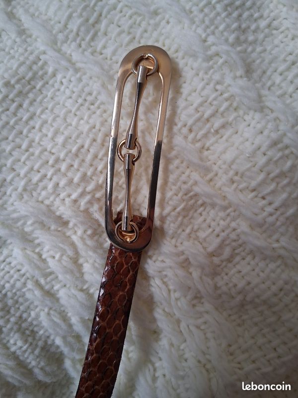 Ceinture CHAMBORD En Cuir Vintage - Taille 97/107 Cm, Couleur Beige, Occasion, Fabriquée En France