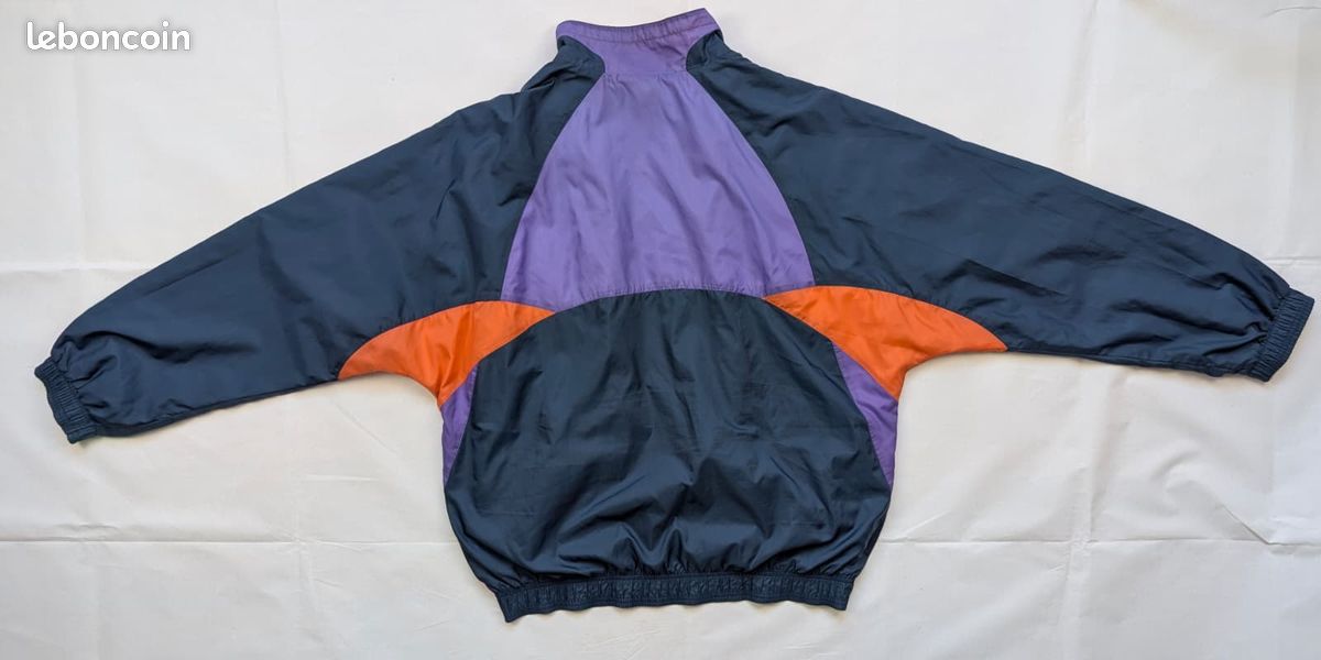 Coupe-vent homme bleu marine style années 90, fermeture éclair, imperméable d'extérieur, taille L - France