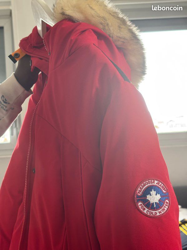 Paragoose Doudoune Femme Rouge Capuche Fourrure Doudoune Paragoose