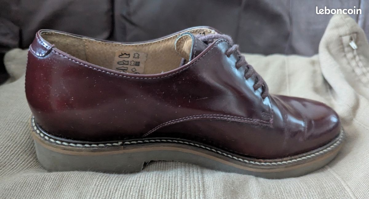 Chaussures en cuir marron-bordeaux Kickers T 39 (image 5)