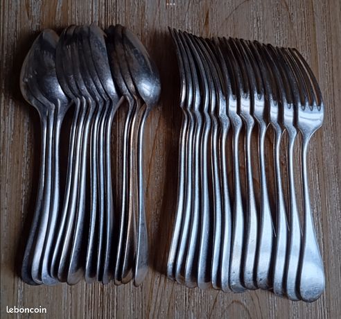Partie De Ménagère 31 Pièces Métal Argenté P.O.P – Fabriquée En France (bel état)