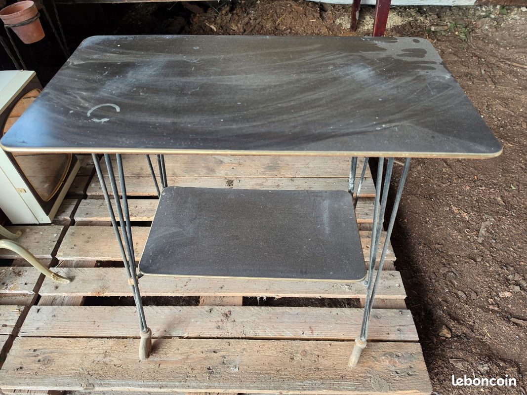 Desserte vintage en formica noir (image 1)