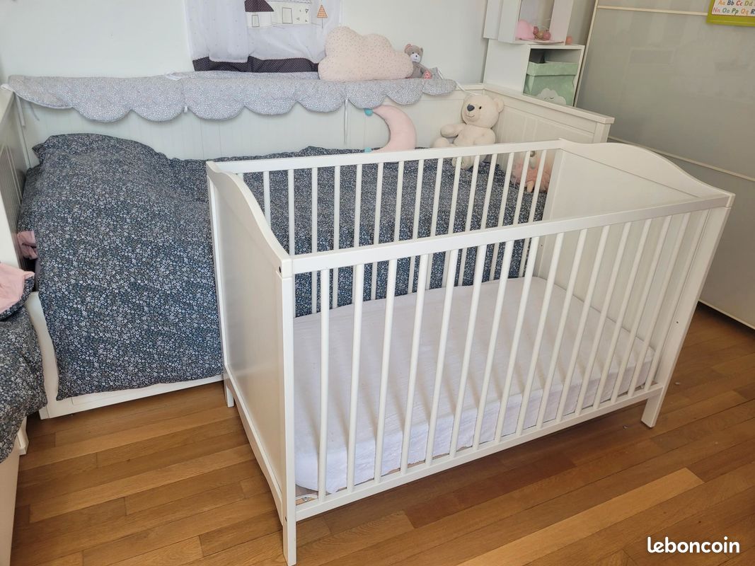 Lit bébé blanc 60 x 120 cm IKEA Équipement bébé