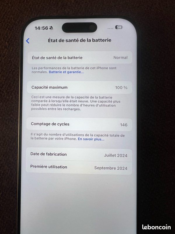 IPhone 16 pro neuf batterie 100% (image 4)