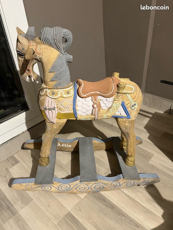 Crinière Et Queue En Crins De Cheval Pour Cheval à Bascule Ancien - Gris Antique (Grand) - À Restaurer