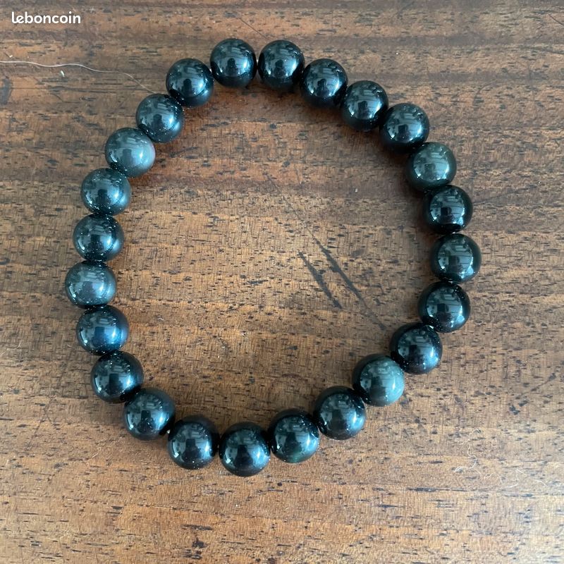 Bracelet Vintage En Obsidienne - Modèle N423 - Pierre Naturelle - Occasion - Bijou Ethnique