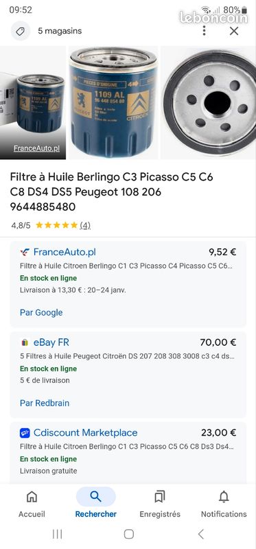 Couvercle De Filtre à Huile Partsline - Compatible Peugeot, Citroën, Alfa Romeo, Fiat - Réf. 1103R2, 11427557011