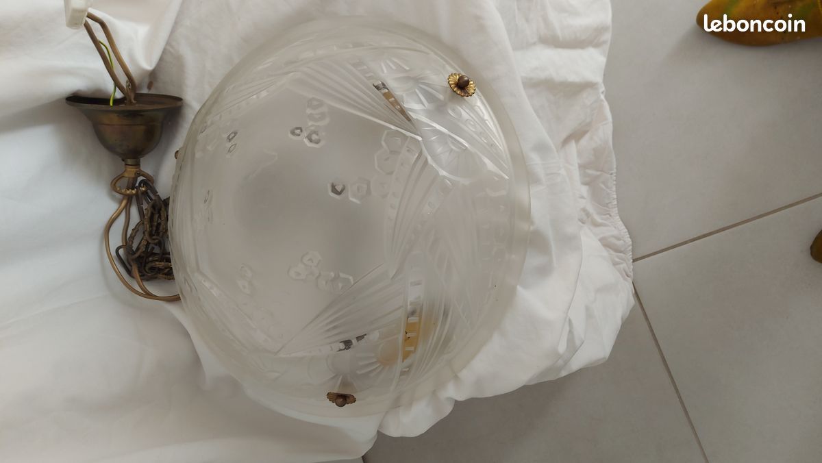 Plafonnier pate de verre ART DECO (image 2)