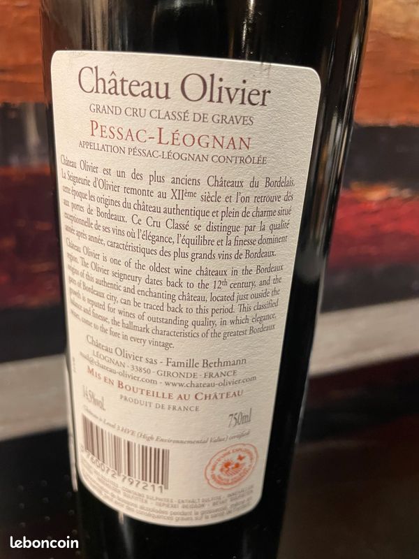 1 Bt Château Olivier 2019 Pessac-Leognan Grand Cru Classé (image 3)