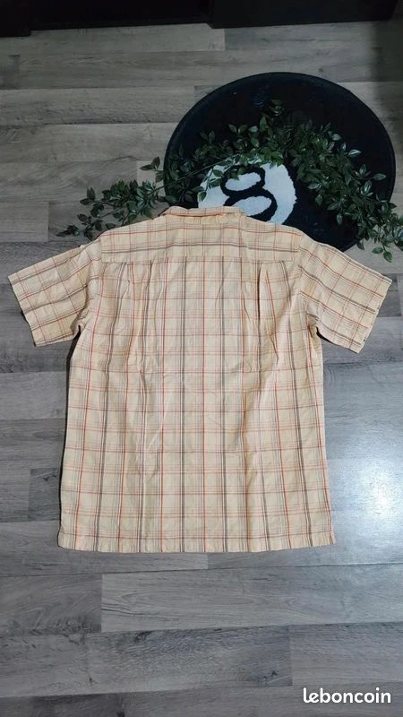 Chemise Columbia PFG Manches Courtes - Bleu à Carreaux, Taille M, Ventilée
