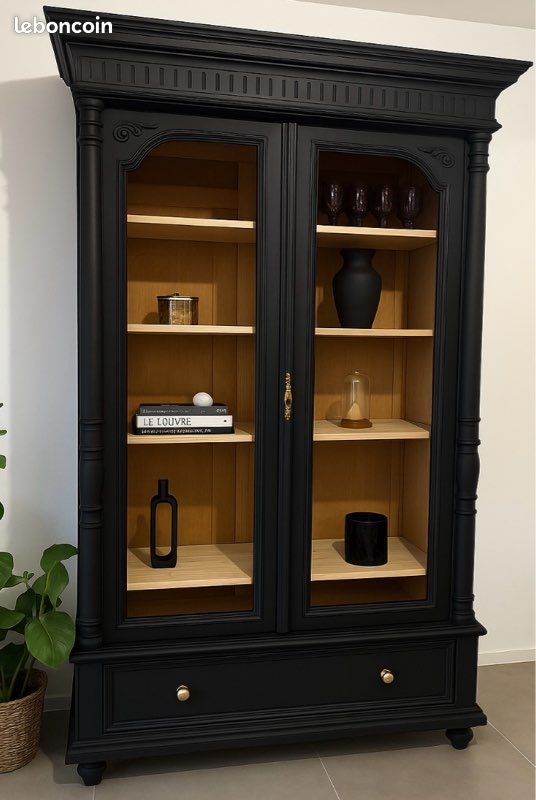 Armoire à vitrine Noir 82,5x30,5x150