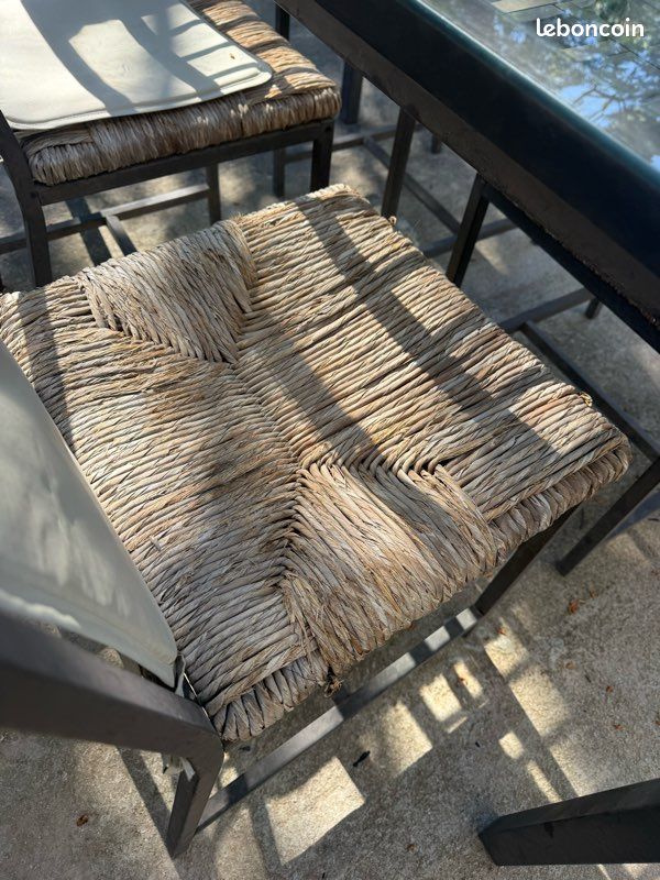 Table de jardin en fer et verre avec 4 chaises (image 6)