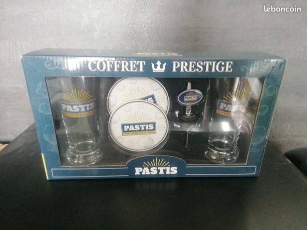 Coffret Prestige Pastis STC - 2 Verres + 2 Sous-verres + Bec Verseur - Idée Cadeau Apéritif