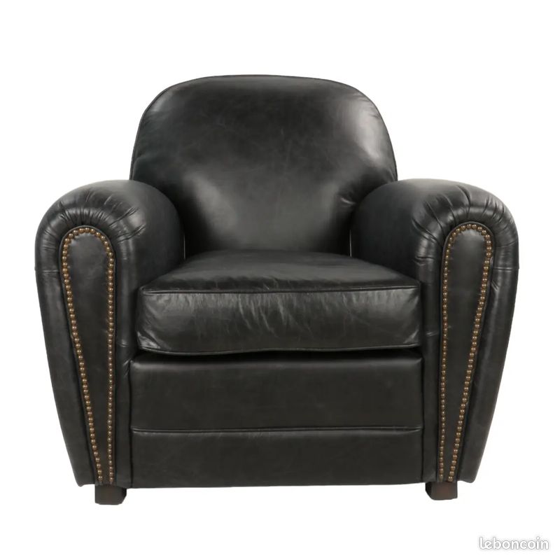 Fauteuil Club en cuir Vintage Cigare (Neuf) - Decoduweb (image 2)