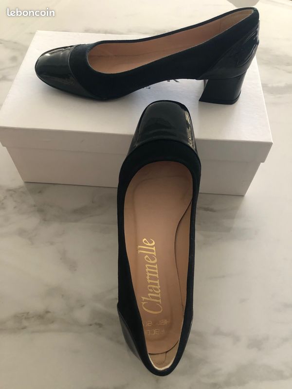 Escarpins En Cuir Noir Ombelle - Modèle Vanille - Taille 36 - Femme - Neufs Avec Emballage