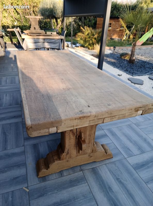 Table Ancienne En Chêne Massif 130x100 – 3 Rallonges 35cm – Occasion
