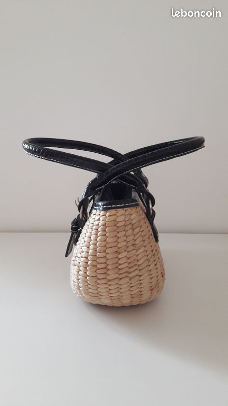 Sac raphia beige et noir (image 2)