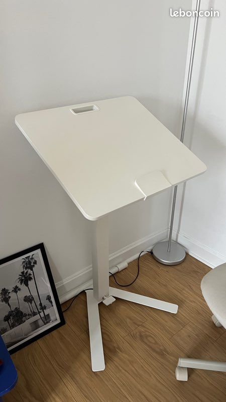 Mittzon ikea bureau assis debout blanc table ordinateur roulettes (image 4)